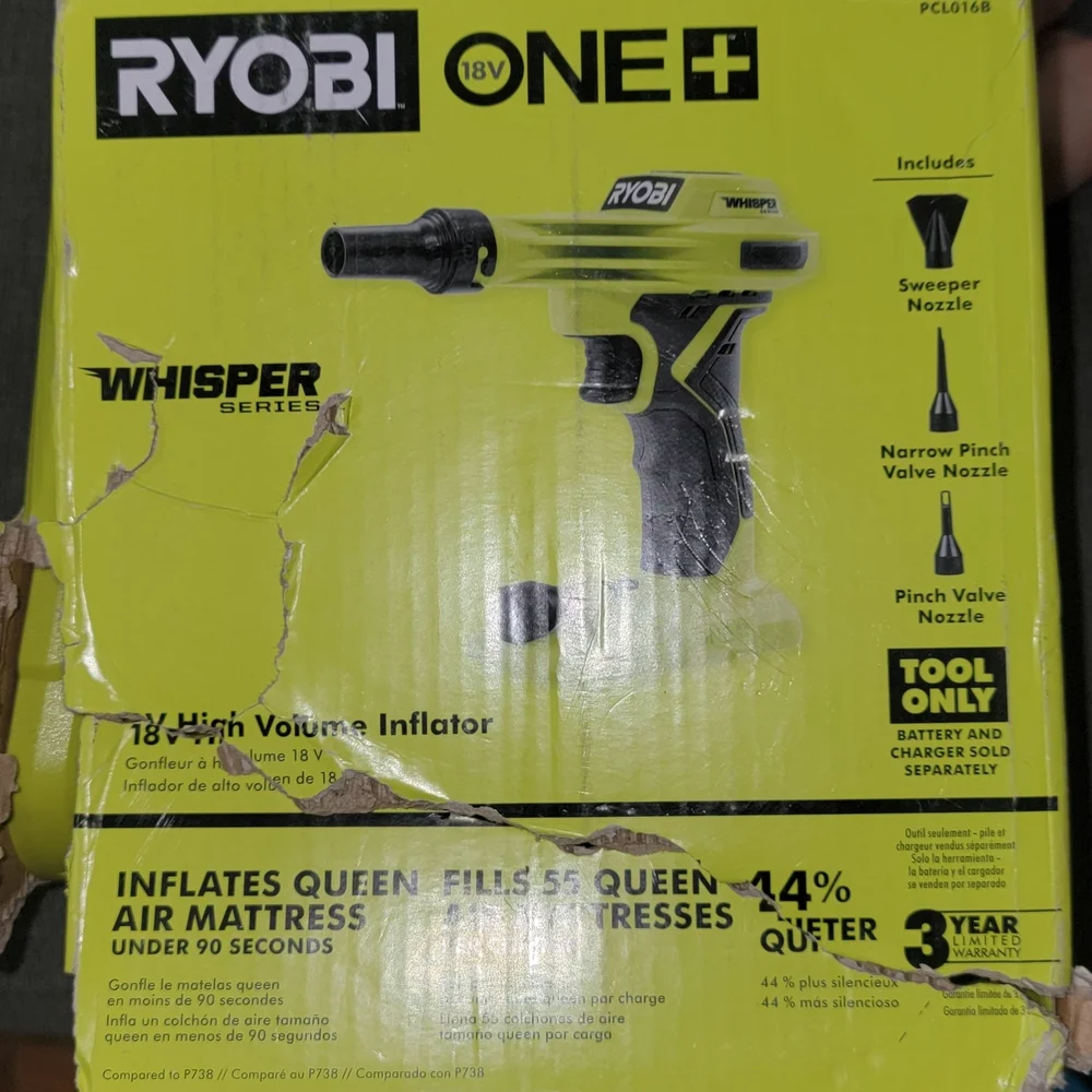 2 Box RYOBI ONE+ 18V Whisper High Volume Inflator - Yellow/Black (Two Boxes) - Picture 13 of 16